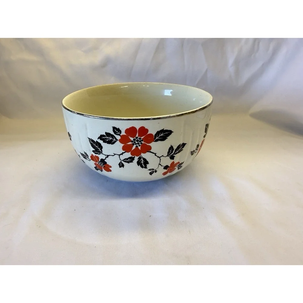 Hall's Superior Quality Ceramic Nesting Mixing Bowls (3) Red Poppy Cottagecore